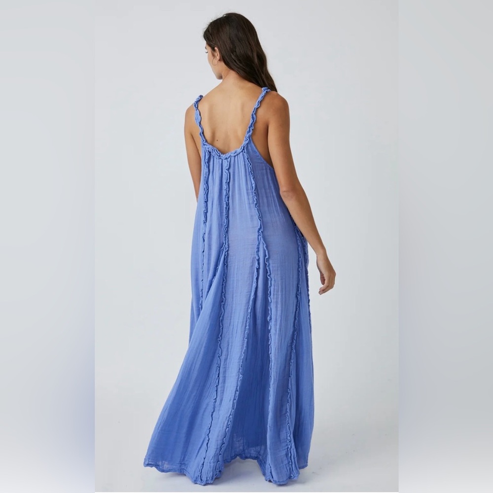 🆕 Free People McKinley Navy Blue Maxi Dress size medium - Picture 6 of 15